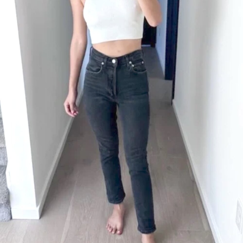 Agolde Riley High Rise Straight Crop (STRETCH) In Panoramic grey sz 27